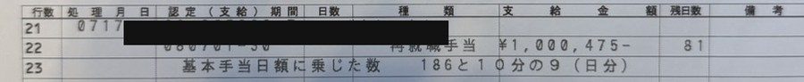 再就職手当100万475円の支給記録