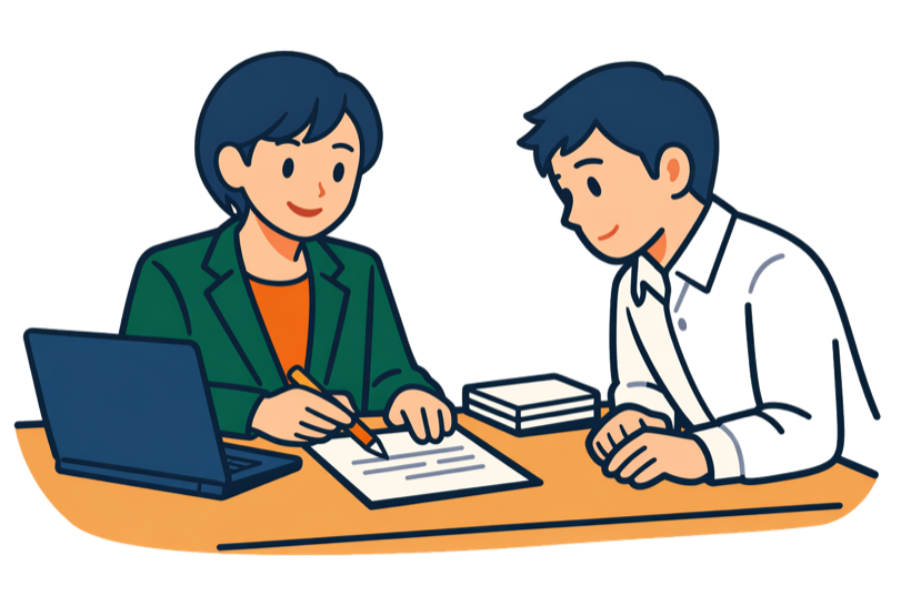 社労士が退職者に手続きをアドバイスしている